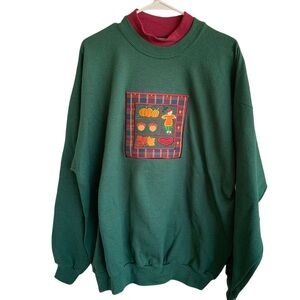 Vintage Fall Pumpkin Crewneck Sweatshirt Adult XXL 90s Sweater Scarecrow Leaves